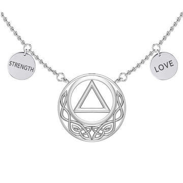 Love and Strength AA Recovery with Celtic Silver Necklace TNC552 - Jewelry